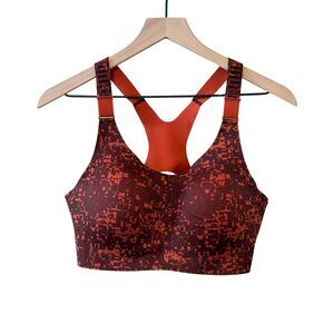 Brooks Dare Racerback Run Bra 2.0 38C Red Orange Run Raisin Glitch Print Copper